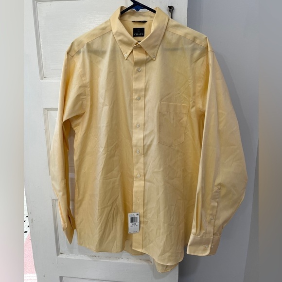 NWT Chaps Pastel yellow button down shirt 16.5 inch neck - Picture 1 of 6